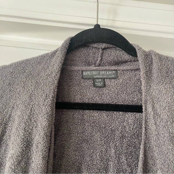 Barefoot Dreams barefoot chic lite neutral gray waterfall cardigan S/M - Picture 6 of 8
